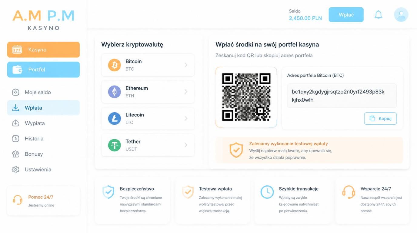 Loga kryptowalut i adres portfela